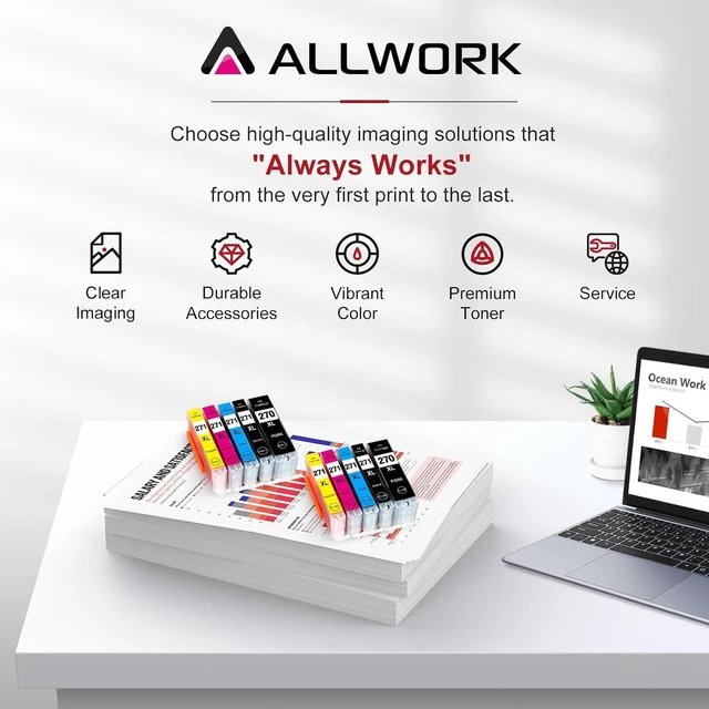 Alt view image 6 of 6 - Allwork PGI270XL CLI271XL Compatible Ink Cartridges Replacement for Canon PGI-270XL CLI-271XL Works with Canon PIXMA TS6020 9020 5020 8020 MG7720 6821 5720 6820 5722 6800 5700 6822 5721 10Pack