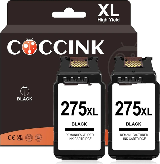 Main image of COCCINK 275XL Black Ink Cartridge for Canon PIXMA TR4725 TR4700 TR4720 TR4722 TS3500 TS3522 TS3520 TS3720 TS3722 TS3725 TS3729 Printer Work with Canon PG 275 XL Black Printer Ink Black Combo Pack