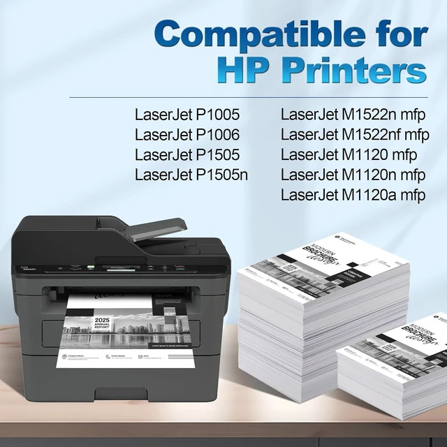 Alt view image 2 of 7 - 35A 36A Toner 2pk Compatible Universal Toner Cartridge Replacement for HP 35A CB435A 36A CB436A for Laserjet P1005 P1006 P1505 P1505n M1522n M1522nf M1120n M1120a