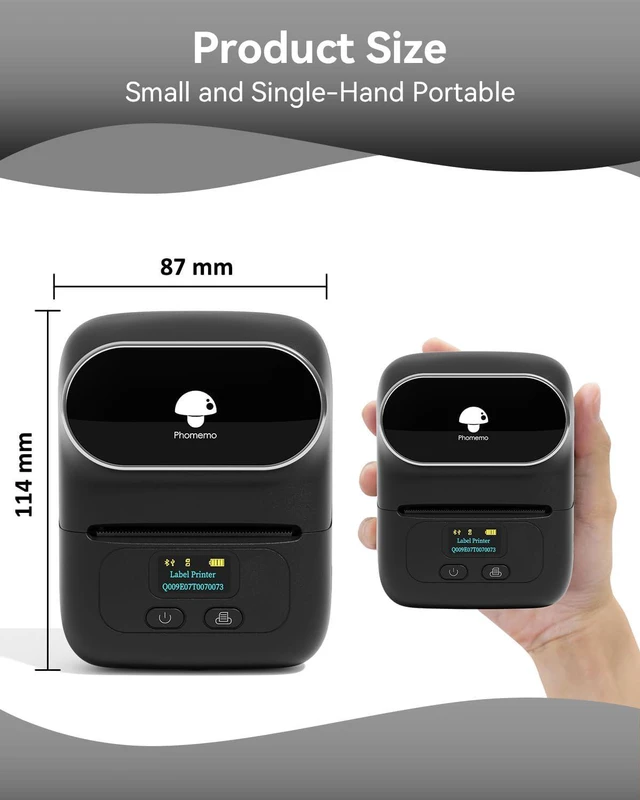 Alt view image 3 of 7 - Phomemo Label Maker, Label Printer Thermal, M110 Bluetooth Portable Sticker Printer, Print Width 20mm-50mm, Versatile App with 600+ Fonts & 700 Templates, for Small Business & Home, Black (100 Labels)