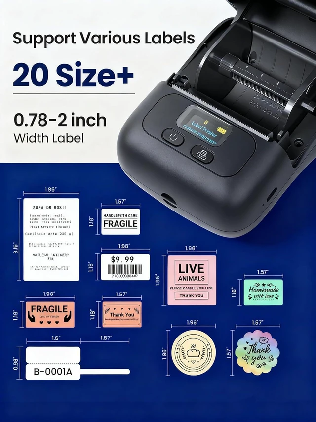 Alt view image 4 of 7 - Phomemo Label Maker, Label Printer Thermal, M110 Bluetooth Portable Sticker Printer, Print Width 20mm-50mm, Versatile App with 600+ Fonts & 700 Templates, for Small Business & Home, Black (100 Labels)