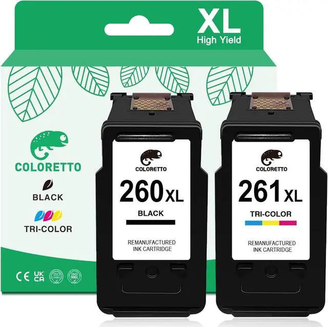 Main image of COLORETTO Ink Cartridges 260XL 261XL for Canon TS5320A Ink TS5320 TS5300 TS5300A TS6420 TS6420A TR7020 TR7020A TR7021 TR7021A TR7022 TR7022A TR7000 Printer PG-260 XL CL-261 XL Black and Color 2-Pack