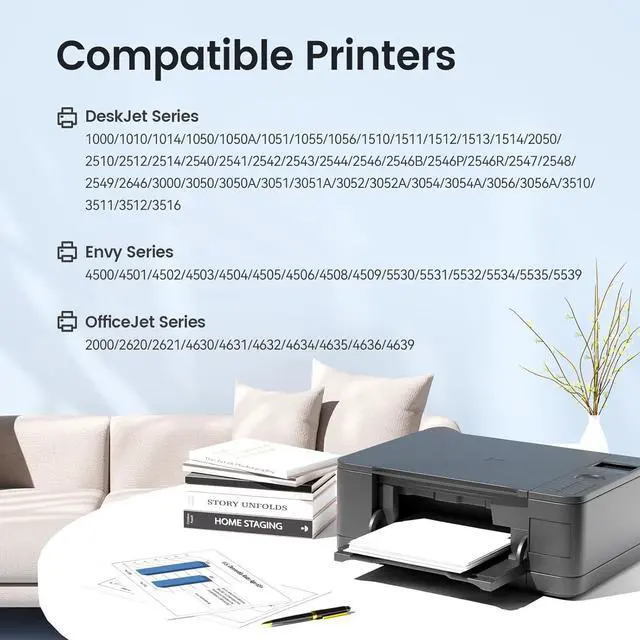 Alt view image 2 of 7 - XJI Remanufactured Ink Cartridges Replacement for HP Ink 61 XL 61XL HP61 HP61XL Combo Pack, for Envy 4500 4502 5530 OfficeJet 4630 DeskJet 1000 1010 2540 3000 3050 Printer(Black Tri-Color, 2 Pack)