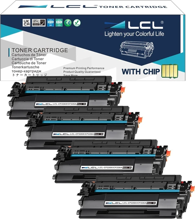 Main image of LCL Compatible Toner Cartridge for HP 26A 26X CF226A CF226X CF226XD 9000 Pages (4-Pack,Black) for HP LaserJet Pro M402 M402n M402d M402dn M402dne M402dw MFP M426 M426dw M426fdn M426fdw