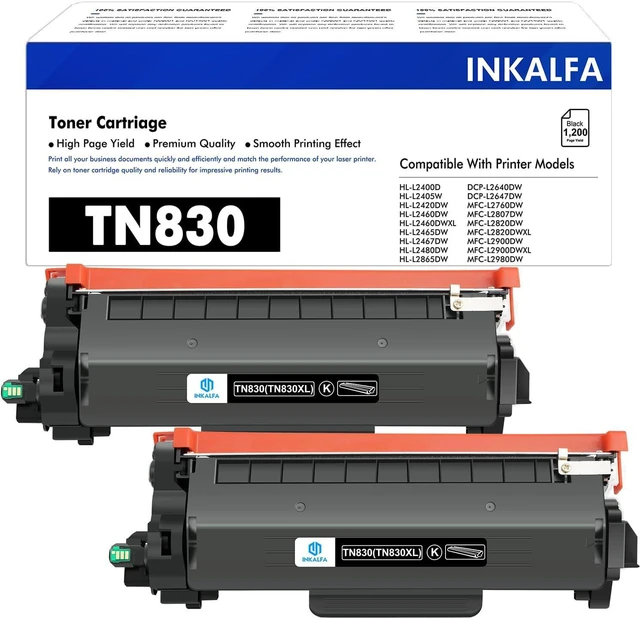 Main image of TN830 TN830XL Toner Cartridge Compatible Replacement for TN830XL TN-830XL TN830BK for HL-L2400D HL-L2405W HL-L2480DW DCP-L2640DW HL-L2460DW MFC-L2820DW Printer High Yield (Black, 2-Black)