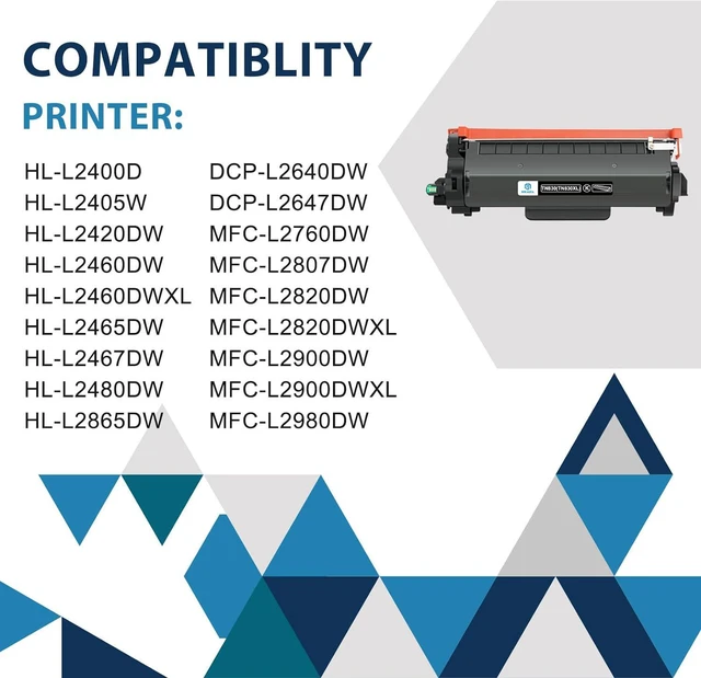 Alt view image 2 of 7 - TN830 TN830XL Toner Cartridge Compatible Replacement for TN830XL TN-830XL TN830BK for HL-L2400D HL-L2405W HL-L2480DW DCP-L2640DW HL-L2460DW MFC-L2820DW Printer High Yield (Black, 2-Black)