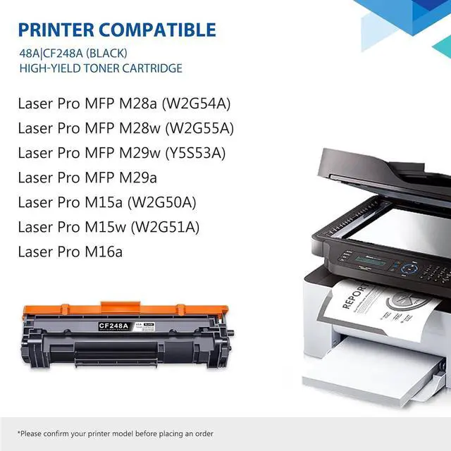 Alt view image 2 of 7 - 48A CF248A Toner Cartridge 2 Pack (Update Chip Version) Black High Yield Replacement for HP 48A CF248A M15w M15a M16a M16w Pro MFP M29w M29a M28a M30w M31w Printer Ink