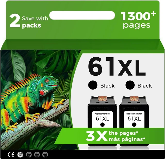 Main image of Relcolor Remanufactured Ink Cartridge Replacement for HP 61XL 61 XL Black Combo for 4500 5530 4502 5535 5534 4630 4635 2620 2540 3050 1000 1510 1512 1010 1056 Printer (2 Pack)