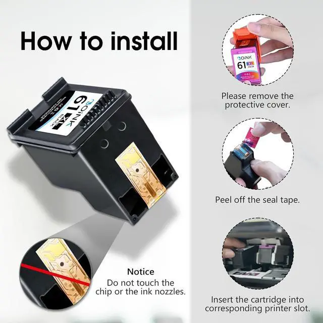 Alt view image 7 of 7 - NOINK 61XL Ink Cartridges Black and Color Combo Pack High Yield Replacement for HP 61XL, Compatible with HP DeskJet, Envy & OfficeJet Printers, DeskJet 2540 Envy 5530 OfficeJet 4630, 1Black 1Tri-Color