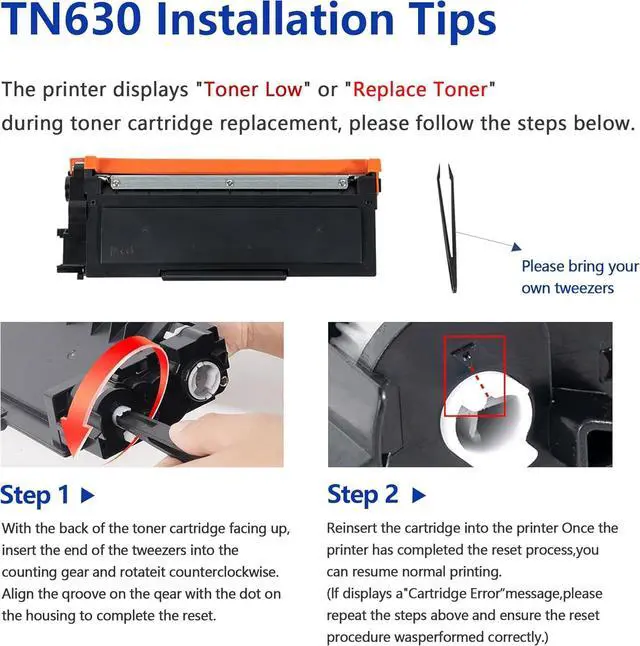 Alt view image 5 of 7 - TN630 Toner Cartridge Replacement for Brother TN-630 Toner Cartridge Black High Yield Work with HL-L2300D HL-L2380DW HL-L2320D DCP-L2540DW MFC-L2700DW MFC-L2685DW 2 Pack