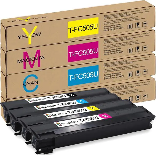Main image of MasaiMara T-FC505U T-FC505 T-FC505U-K T-FC505U-C T-FC505U-M T-FC505U-Y Compatible Toner Cartridges for Toshiba e-Studio 2505AC 3005AC 3505AC 4505AC 5005AC Printer(Black Cyan Yellow Magenta, 4-Pack)