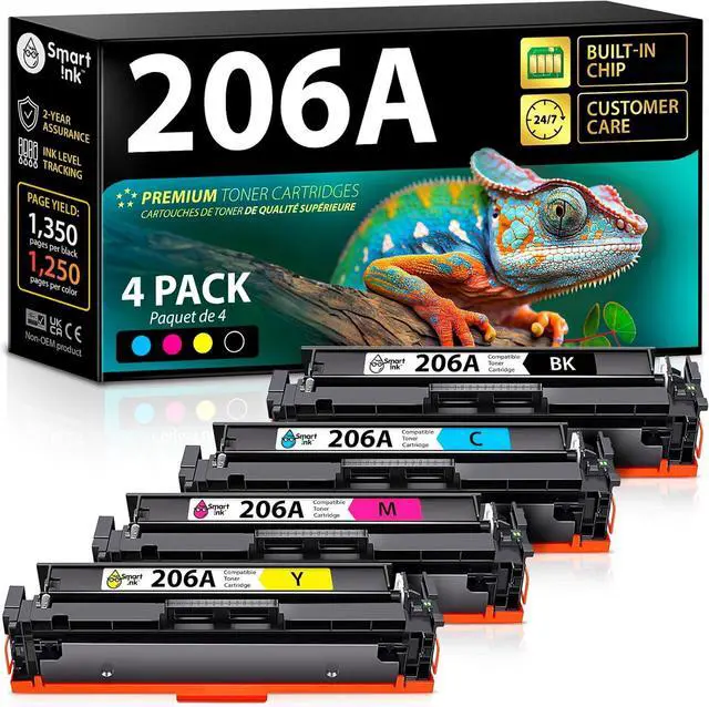 Main image of Smart Ink Compatible 206A Toner Replacement for HP 206A Toner Cartridges 4 Pack 206X with Chip to use with Color Laserjet Pro MFP M283fdw M283cdw Laserjet Pro M255dw M255nw (Black Cyan Magenta Yellow)