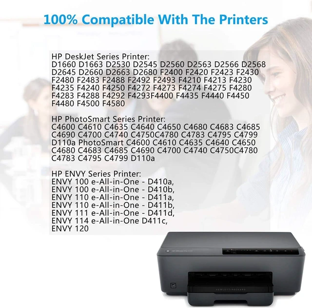 Alt view image 3 of 7 - 60XL Black Ink Cartridges Replacement for HP 60 XL CC641WA High Yield use with PhotoSmart C4780 C4680 C4795 C4640 D110 D110a Deskjet F4480 F4440 F2430 F4280 Envy 110 120 111 114,2 Pack