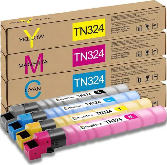Main image of MasaiMara TN324 TN-324 TN324K TN324C TN324M TN324Y High Capacity Compatible Toner Cartridge for Konica Minolta Bizhub C258 C308 C368 Printer(Black Cyan Magenta Yellow, 4-Pack)