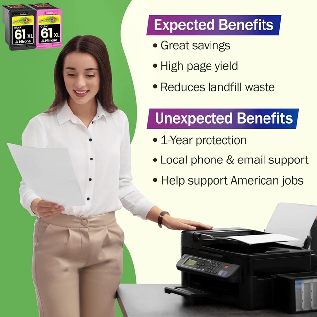 Alt view image 2 of 5 - Mirone Remanufactured Ink Cartridges Replacement for HP 61 Ink Cartridge Combo Pack for HP Ink 61 Ink cartridges for HP Ink Cartridges HP61 Ink Cartridges for HP 61 Envy 4500 61xl - 1BK, 1 Color