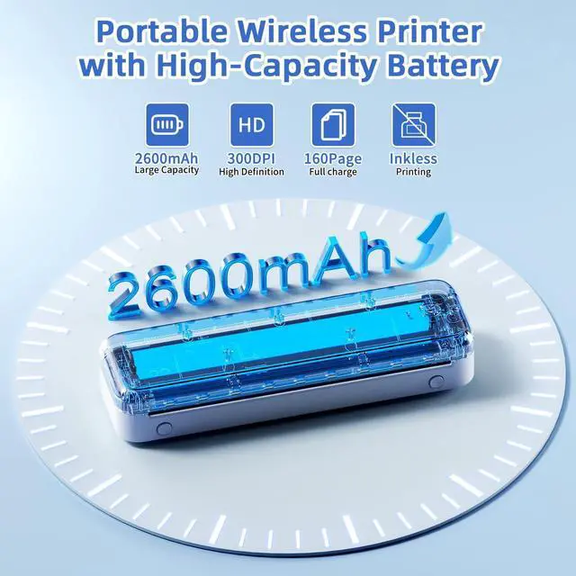 Alt view image 6 of 7 - Phomemo M834 Inkless Portable Thermal Printer for Travel, 8.5 x 11, White