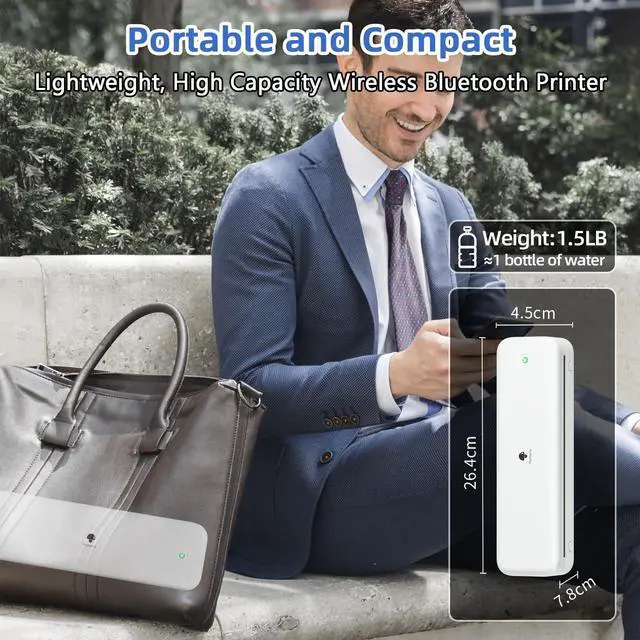 Alt view image 7 of 7 - Phomemo M834 Inkless Portable Thermal Printer for Travel, 8.5 x 11, White