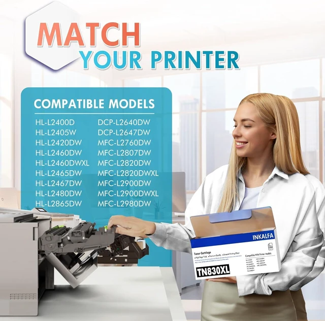 Alt view image 2 of 7 - TN830XL TN830 High Yield Toner Cartridge Compatible Replacement for Brother TN830 XL TN-830XL for Brother HL-L2400D HL-L2405W HL-L2480DW DCP-L2640DW HL-L2460DW MFC-L2820DW Printer (2-Black)