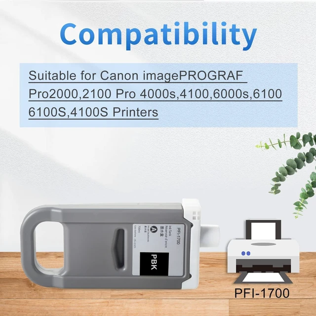 Alt view image 5 of 7 - Compatible Pigment Ink Cartridge Replacement for Canon PFI-1700 for Canon imagePROGRAF Pro2000,2100 Pro 4000s,4100,6000s,6100,6100S,4100S (700ML Photo Black Pigment)