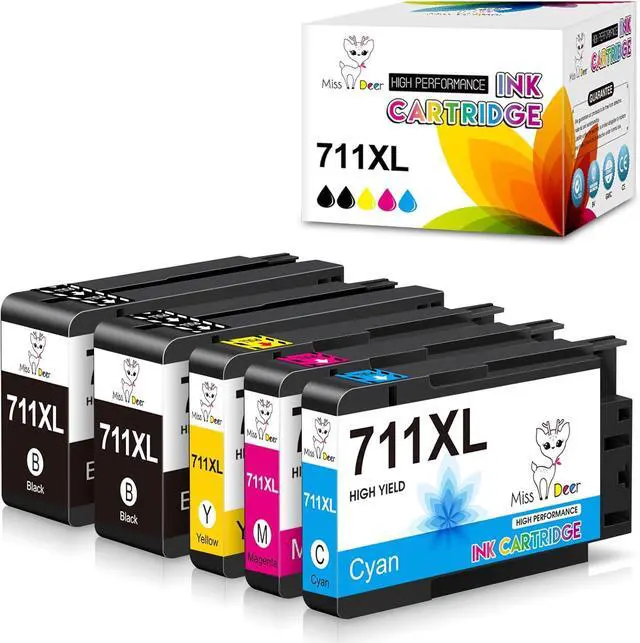 Main image of Miss Deer 711XL Ink Cartridges Combo Pack Replacement for 711 711XL Ink Cartridges,Work with DesignJet T120 T525 T520 T130 T125 T100 Printer (5 Packs)