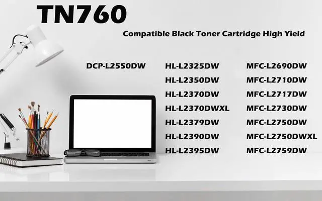 Alt view image 2 of 7 - Ultra Toner® TN760 TN-760 Compatible Replacement for TN760 TN730 High Yield Black Toner Cartridge - HL-L2350DW HL-L2370DW HL-L2390DW HL-L2395DW MFC-L2710DW MFC-L2750DW DCP-L2550DW (4PK)