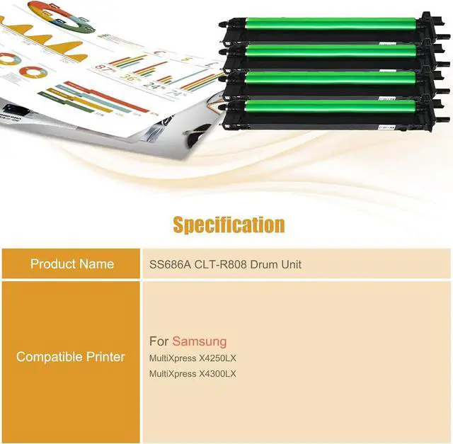 Alt view image 2 of 7 - SS686A CLT-R808 Drum Unit Compatible for Samsung MultiXpress X4250LX X4300LX Printers - High Yield 80000 Pages (1 Pack Black)
