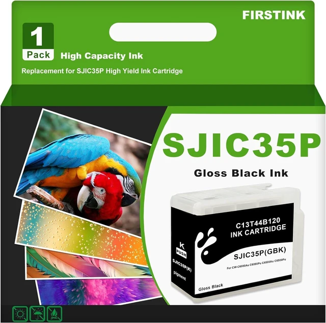 Main image of SJIC35P Gloss Black Ink Cartridge C13T44B120 Compatible for ColorWorks CW-C6000A CW-C6000P CW-C6500P CW-C6500A Color Inkjet Label Printer