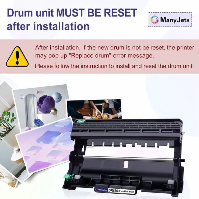 Alt view image 7 of 7 - 2-Pack DR630 Drum Unit Replacement for Brother DR630 DR-630 Drum Unit (Not Toner) Compatible for HL-L2300D HL-L2320D HL-L2305W HL-L2340DW HL-L2380DW MFC-L2700DW DCP-L2540DW Printers
