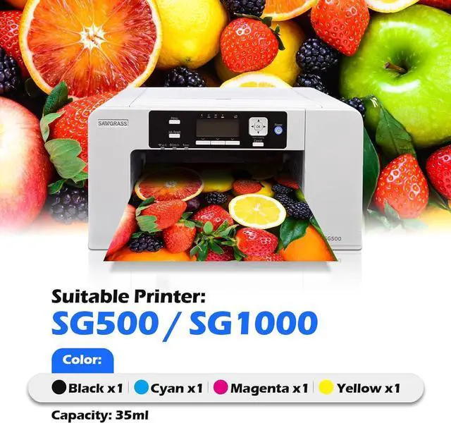 Alt view image 2 of 7 - SG500 SG1000 New Sublimation Ink Cartridges Compatible for Sawgrass SG500 SG1000 Sublimation Printers, Latest Updated Chip No AB Serial Number (1 Black, 1 Cyan, 1 Magenta, 1 Yellow, 4 Pack)