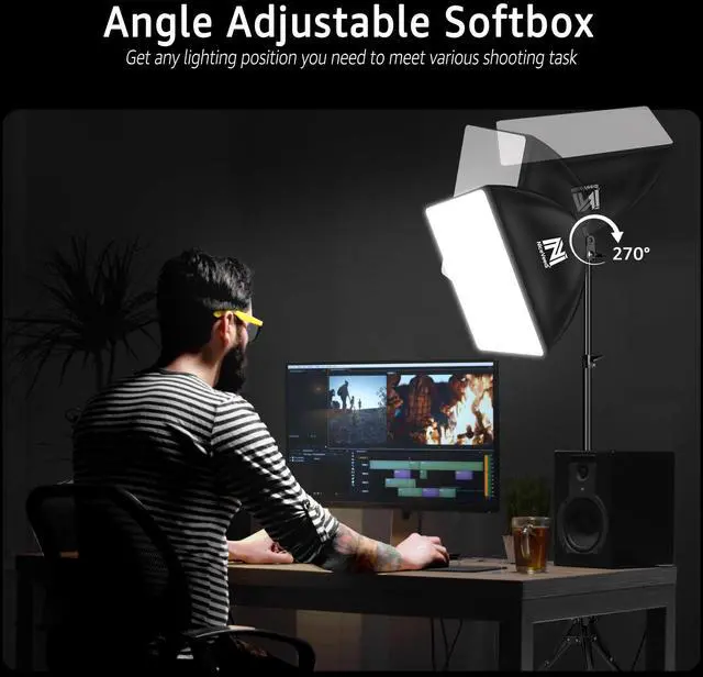 Alt view image 9 of 9 - Softbox Lighting Kit, 16'' x 16'' Softbox Photography Lighting Kit with 63 Tripod Stand & 5400K 450W Equivalent LED Bulb, Continuous Lighting for Photography/Video Record/Live Streaming