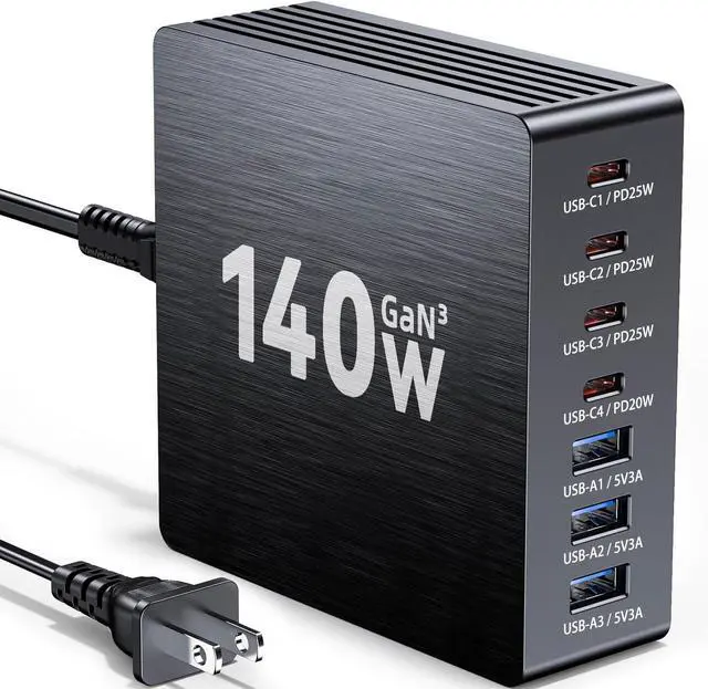 Alt view image 8 of 14 - USB C Charging Station, 140W GaN III 7 Port Fast Charger Station, PD 3.0 USB Charging Station for Multiple Devices, USB Charging Hub, Multiple USB C Charger Station for iPad iPhone Samsung Android