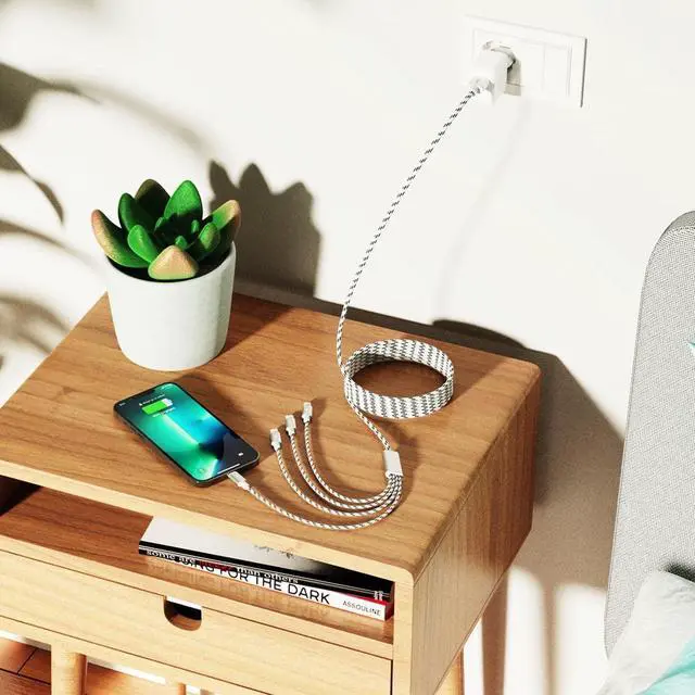 Alt view image 14 of 14 - 10ft Multi Charging Cable, 2Pack 4 in 1 Long Multiple Charging Cord,Multi Chargers for All Devices,USBC Cable with Lightning/Micro USB/Type C Ports for iPhone Series/Tablets/Samsung Galaxy/PS & More