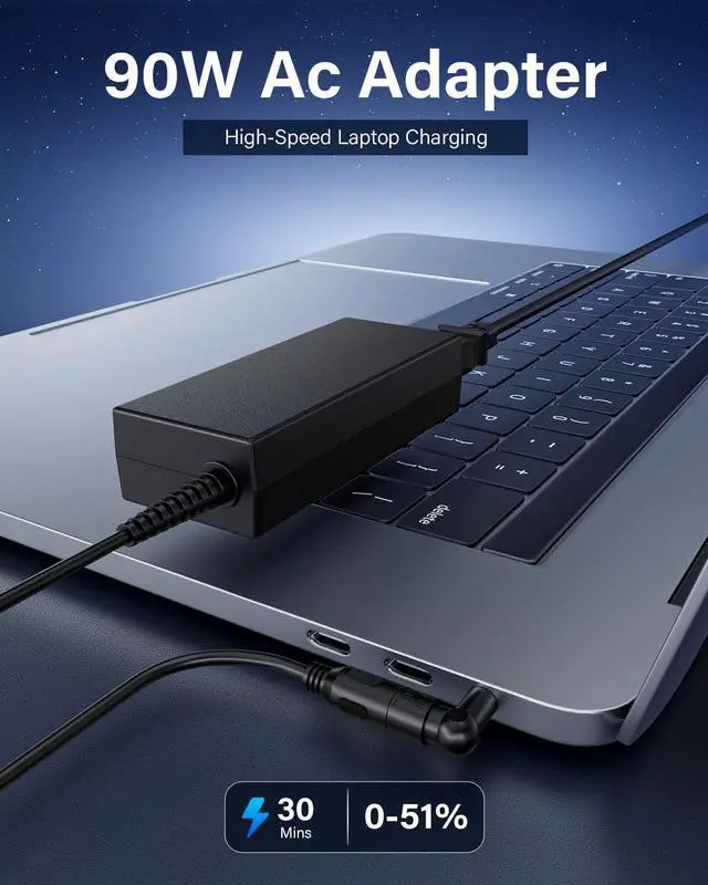 Alt view image 10 of 14 - 90W Universal Laptop Charger Compatible with HP Dell Asus Lenovo Acer Sony AC Adapter IBM Gateway Notebook Ultrabook Chromebook Pavilion Inspiron Latitude Power Supply Cord with 15 Tips