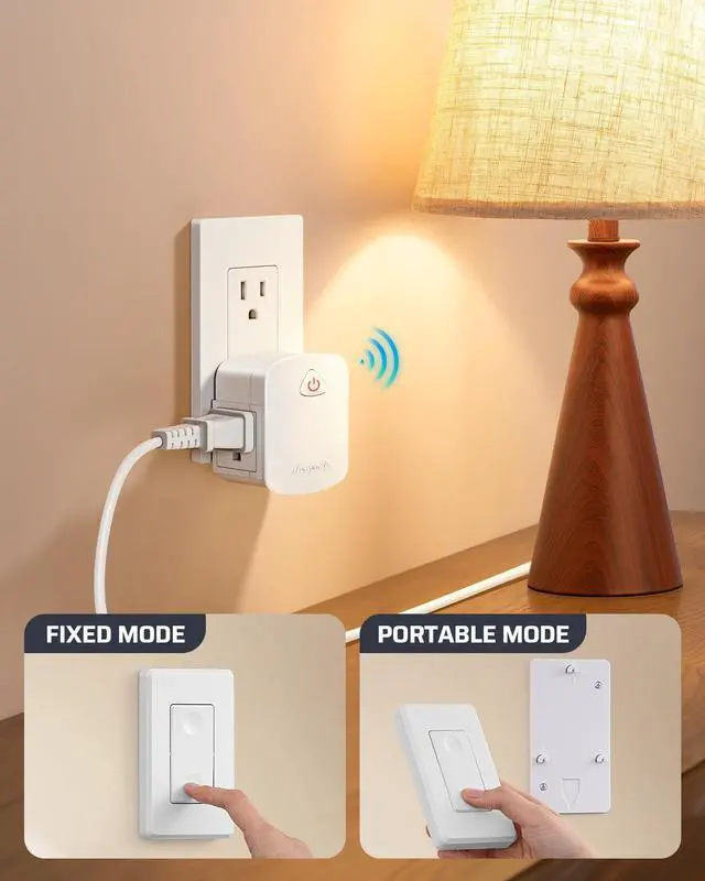 Alt view image 9 of 14 - Wireless Remote Wall Switch and Outlet, Remote Control Outlet Light Switch for Lamps, Fans, Expandable, 15A/1875W, 100ft RF Range, ETL Listed (1 Outlet and 2 Remotes)