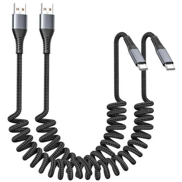 Alt view image 8 of 14 - 2-Pack Coiled USB C Cable for iPhone 17/16/15 All Series, USB A to Type-C Charger Flexible 1-3FT Length & Braided iPhone Fast Charging Cord for iPad Air 4/Mini 6/Galaxy/Pixel/Moto/LG