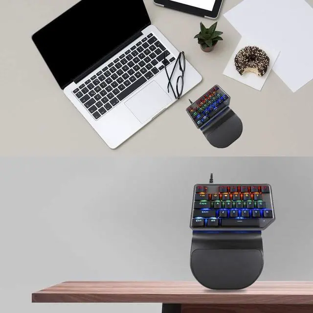 Alt view image 14 of 14 - K27 One-Handed Mechanical Mini Gaming Keypad 27 Keys, 9 LED Backlit USB Wired Mechanical Gaming Keyboard for Pro Keyboard Computer/PC/Desktop/Laptop/Mac