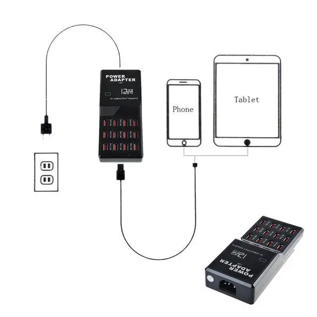 Alt view image 9 of 14 - USB Charger Station,12-Port 60W Multiple USB Charging Station,Multi Ports Charger Charging for SmartphonesTabletsand Other Devices.