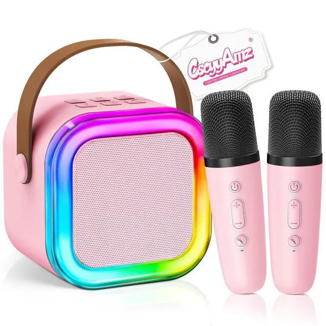 Alt view image 8 of 14 - Mini Karaoke Machine for Kids Girls Boys - Birthday Gifts for Ages 4 5 6 7 8+ Year Old - 2026 New est - Portable Bluetooth Speaker with 2 Wireless Microphone - Kids' Instrument Accessories - Pink