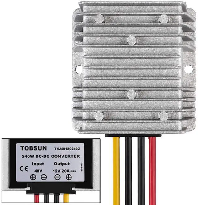 Alt view image 8 of 14 - Golf CART Voltage Reducer Automatic Buck Boost Converter, Step Down Up Regulator Waterproof Module Transformer for Club Car (DC 48V to 12V 20A 240W)