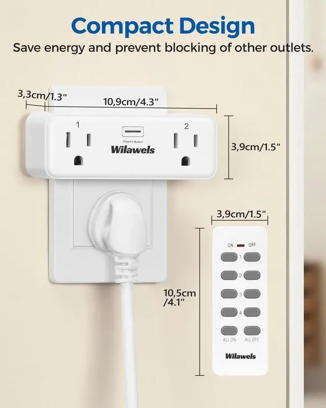 Alt view image 12 of 14 - Remote Control Outlet with 4 Independent Control Sockets, Wireless Remote Light Switch for Christmas Tree Lights, String Lights, 15A/1875W/125V, FCC Certified, One Remote for 4 Plugs