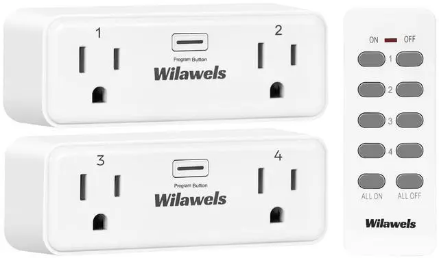 Alt view image 8 of 14 - Remote Control Outlet with 4 Independent Control Sockets, Wireless Remote Light Switch for Christmas Tree Lights, String Lights, 15A/1875W/125V, FCC Certified, One Remote for 4 Plugs
