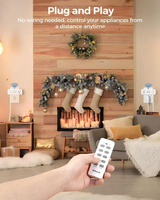 Alt view image 10 of 14 - Remote Control Outlet with 4 Independent Control Sockets, Wireless Remote Light Switch for Christmas Tree Lights, String Lights, 15A/1875W/125V, FCC Certified, One Remote for 4 Plugs