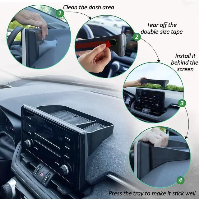 Alt view image 11 of 12 - Dash Center Console Tray Compatible with 2019-2025 Toyota Rav4 8'' Screen, Dashboard Storage Organizer Solid Plastic Tissue Sunglasses Holder (Not for New 10.5'' Multimedia Display)