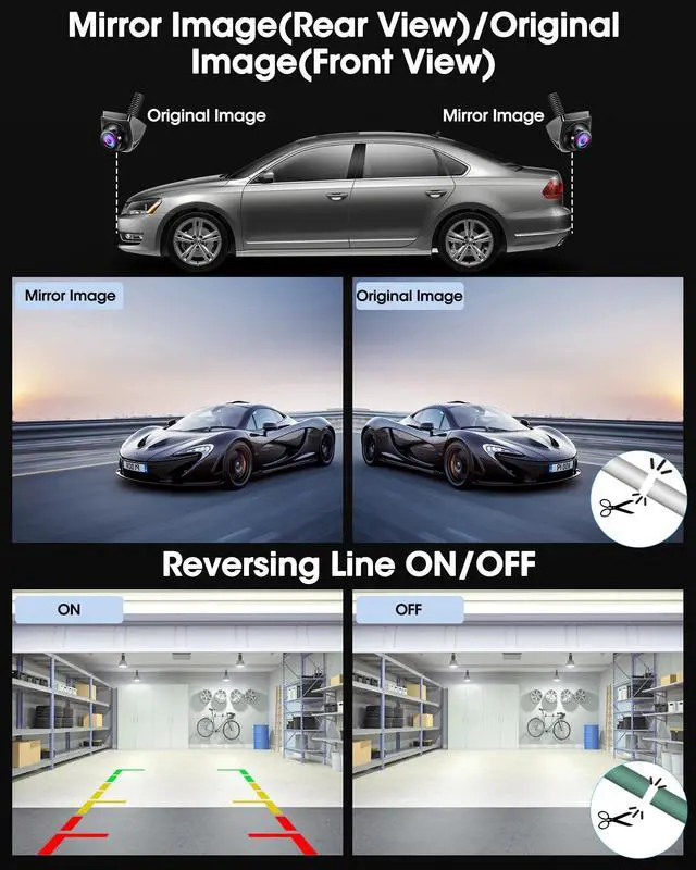 Alt view image 13 of 14 - 360°Rotatable AHD 1080P Backup Camera for Car Super Night Vision 170° Wide Angle Reverse Camera IP69 Waterproof Back Up Camera for Cars Front Rear View Camera w Parking Assist