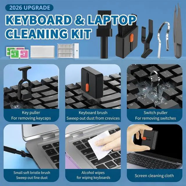 Alt view image 11 of 14 - 2026 Upgrade Phone Cleaning Kit 47PCS, iPhone Cleaning Kit, Airbuds AirPods Cleaning Kit, Keyboard, Charging Port Cleaner for Apple Lightning/Android USB-C - Includes Putty, Cloth & Wipes (Black)