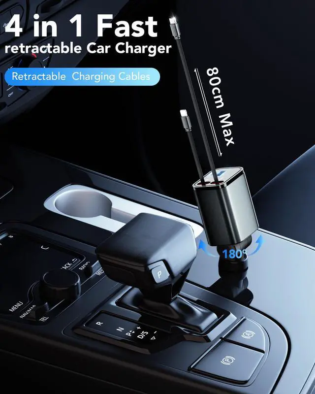 Alt view image 14 of 14 - Retractable Car Charger Adapter for iPhone 17,4 in 1 Fast Charging Car Phone Charger,69W USB C Car Truck Accessories,Road Trip Essentials Gift for Men Women for iPhone 17 Pro Max/16/15/14,Galaxy S26