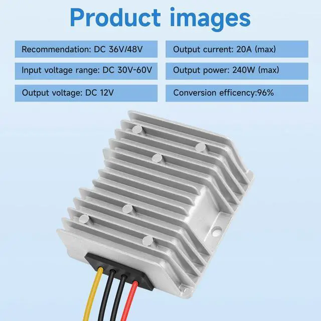 Alt view image 8 of 12 - DC-DC 36V 48V to 12V 20A 240W Step Down Converter Golf Cart Voltage Regulator Reducer Transformer with Fuse Waterproof