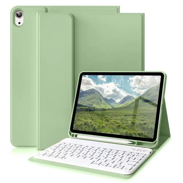 Alt view image 8 of 14 - for iPad (A16) 11th/10th Generation Case with Keyboard 11/10.9 inch 2025/2022, Detachable Wireless Bluetooth Keyboard Case Thin & Light with Pencil Holder (Sage Green)