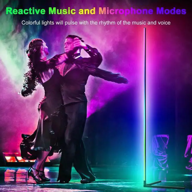 Alt view image 12 of 14 - Corner Floor Lamp,Smart RGB LED Lights with 20 Million Colors & 800+ Modes, Music Sync, Timer Setting.Bluetooth App & Remote Control - ldeal for Living Rooms Bedrooms, and Gaming Rooms