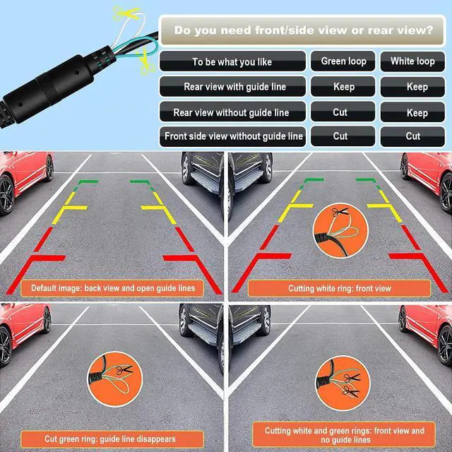 Alt view image 13 of 14 - Backup Camera, Embedded Front/Rear View Camera Waterproof Reverse Camera, IR Night Vision Reverse Camera Parking Guide Line & Screen Mirror Image on/Off for Truck, Car, Travel Trailer.